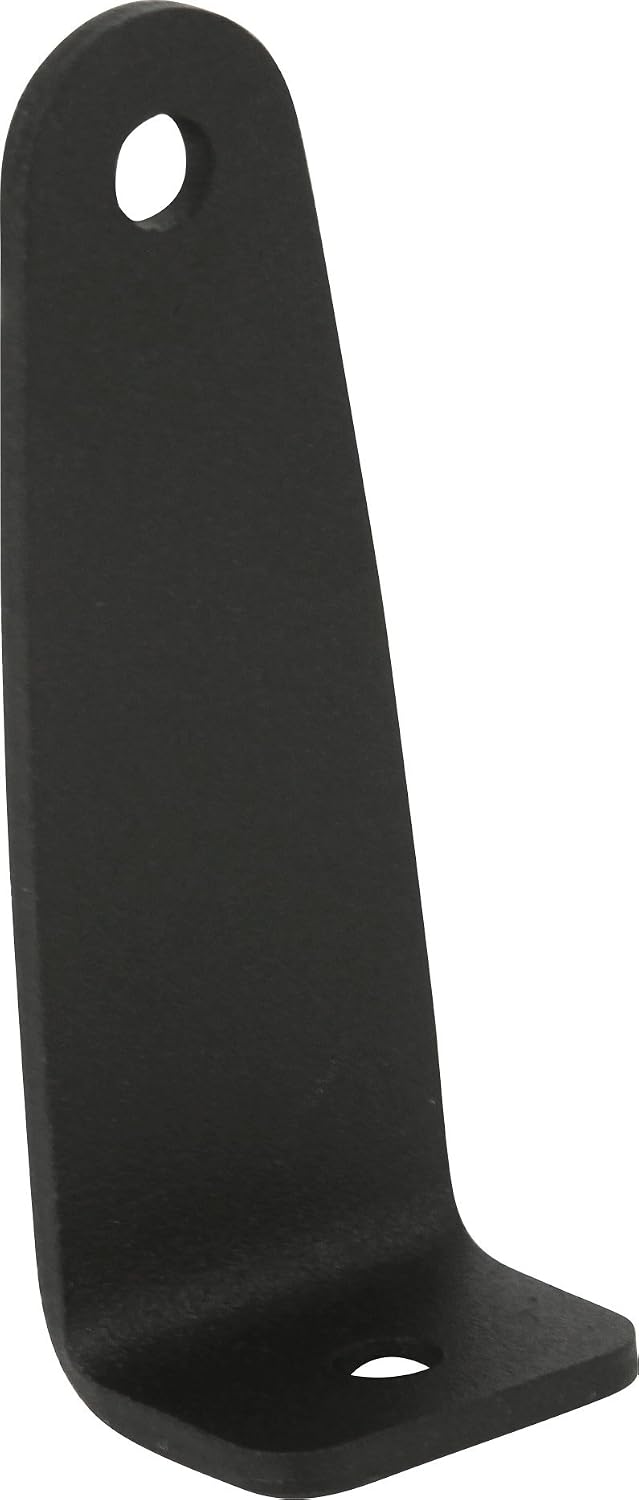 Black metal L-bracket on a white background