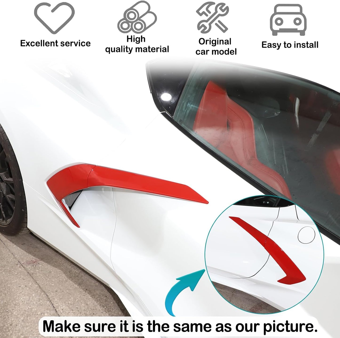 Exterior Door Handle Protector Trim Frame Cover Compatible with Chevrolet Corvette C8