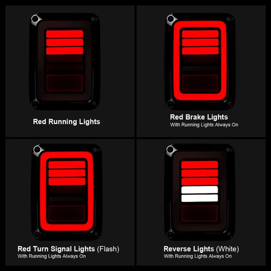 Smoked LED Tail Lights For Jeep Wrangler JK JKU Sports, Sahara, Freedom Rubicon 2 4 Door 2007-2017 Rear Lamps Brake Reverse Lamp