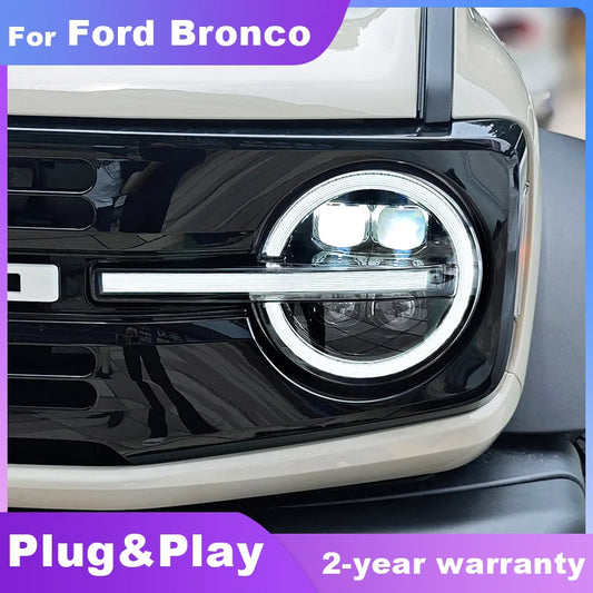 For Ford Bronco FULL LED Headlights 2020-2024 LED Projetor Lens head Lamp Daytime Running Light Dynamic Turn Signal Front Lamps