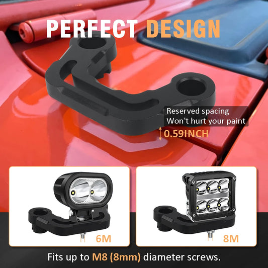 Hood Auxiliary Lights Mount Brackets A-Pillar Pods Led Work Light Holder for Jeep Wrangler JL/JLU 2018+ Gladiator JT 2020-2026