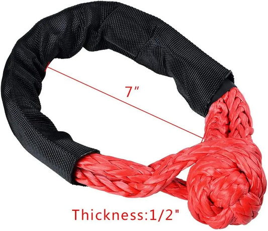 55000lbs Winch Rope Synthetic Soft Shackle or Recovery Ring Set Rugged Shackles W/ Protective Sleeve for Truck Vehicle Recovery