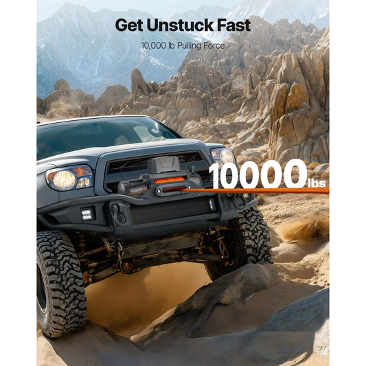 SucceBuy 10000/12000/13500 lbs Electric Winch 12V DC Truck Car Winch with 90 ft Synthetic Rope for Towing Off-Road SUV Jeep