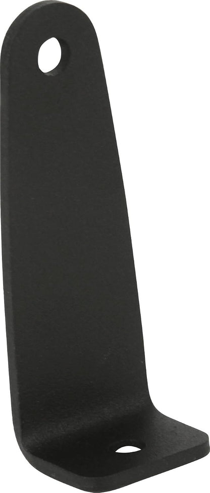 Black metal L-bracket on a white background