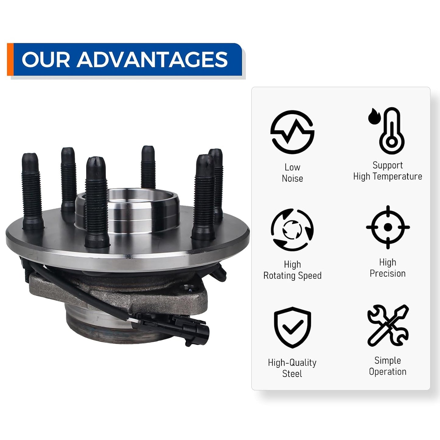 PAROD 515036HD 2PCS 4WD Front Wheel Hub Bearing Assembly Compatible with Cadillac Escalade, Chevy Avalanche 1500, Express, Silverado, Tahoe, Suburban, GMC Savana, Yukon, Sierra 6 Lugs w/ABS