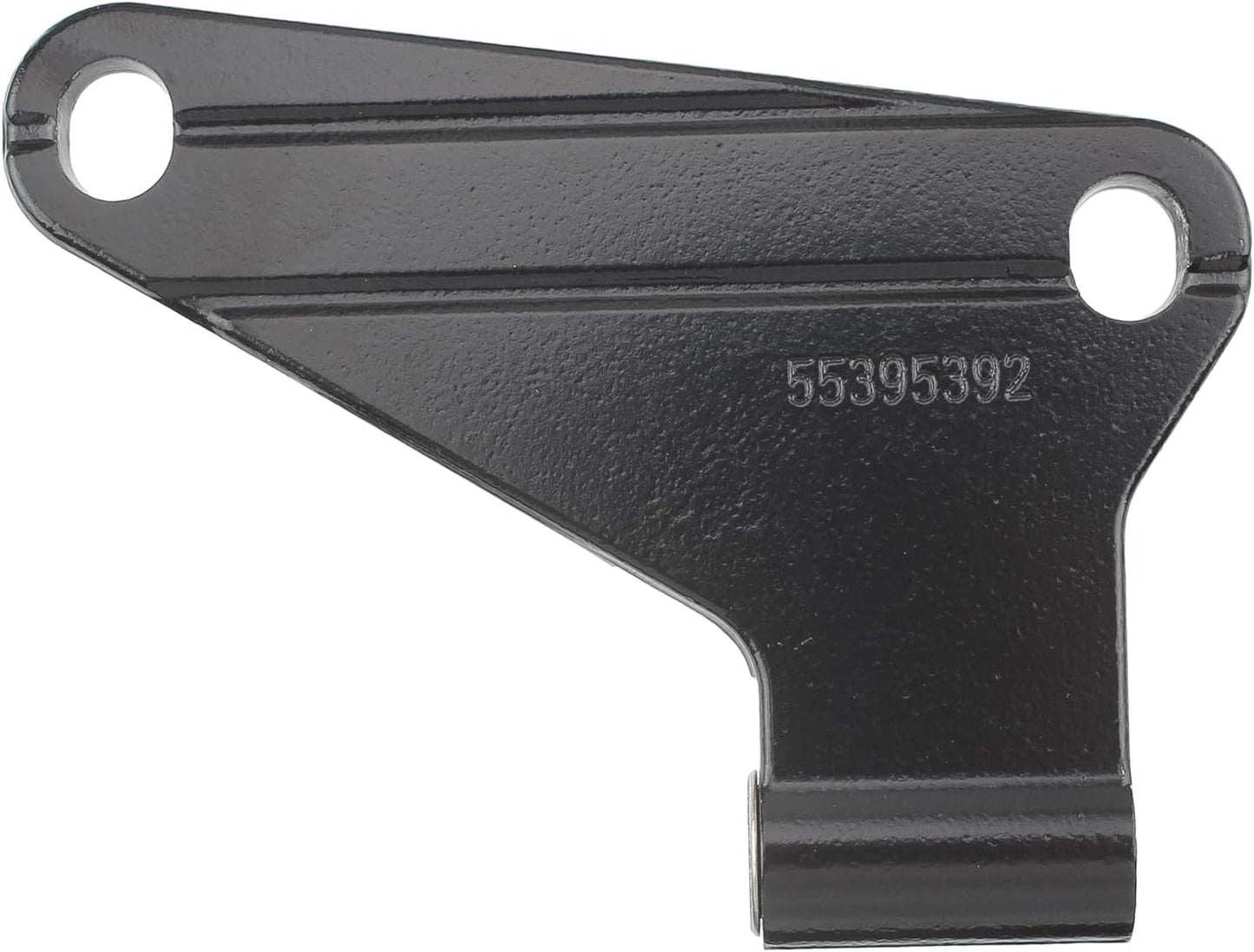 A black cast metal mounting bracket with two pre-drilled holes and a stamped part number '55395392' on the side, isolated on a white background.