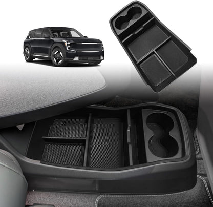 BestEvMod Lower Console Organizer Tray for 2024-2026 Kia EV9, w/Cup Holder /No Box/