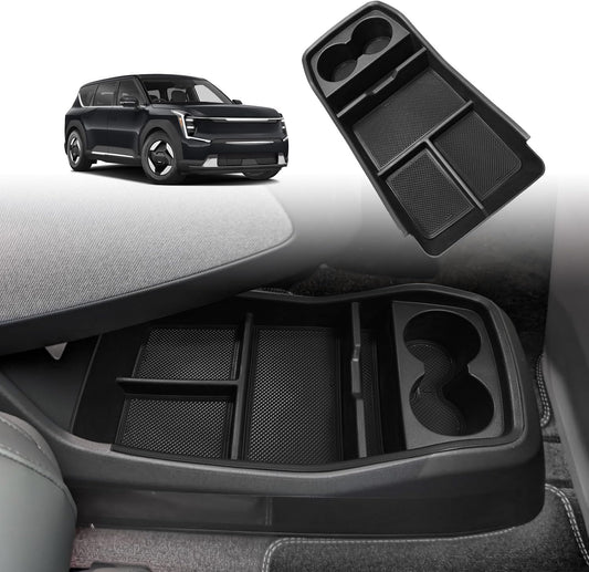 BestEvMod Lower Console Organizer Tray for 2024-2026 Kia EV9, w/Cup Holder /No Box/