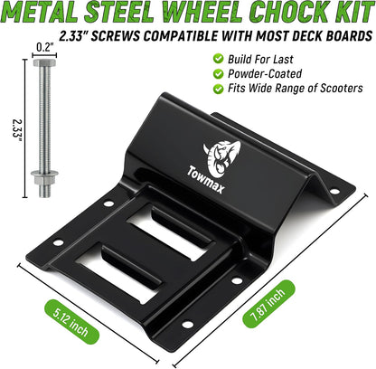 Towmax UTV Wheel Chock Tie-Down Kit, 2" x 8' E Track Ratchet Straps | 4,500lb Break Strength Heavy Duty Trailer Tire Straps System, Wheel Straps for UTV, SXS, ATV, Lawn Mower (2 Pack-Green)