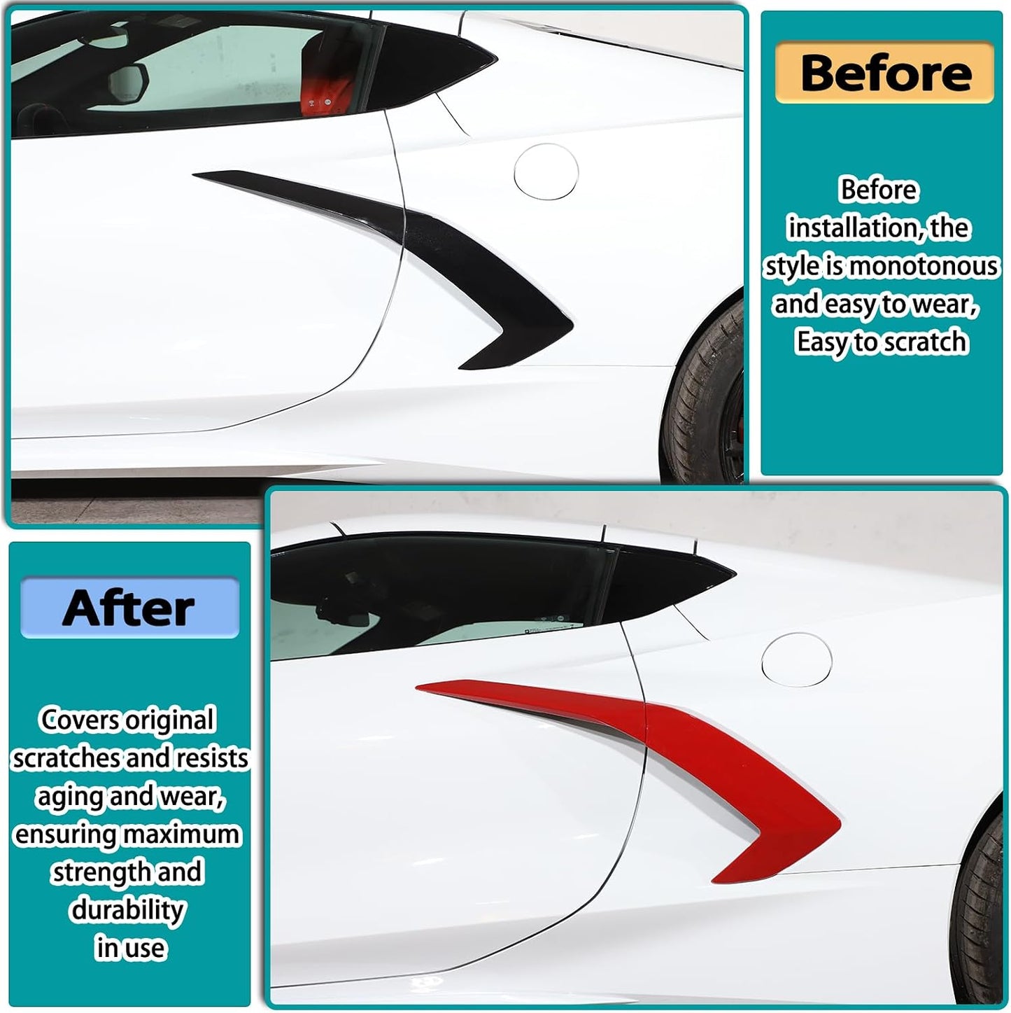 Exterior Door Handle Protector Trim Frame Cover Compatible with Chevrolet Corvette C8