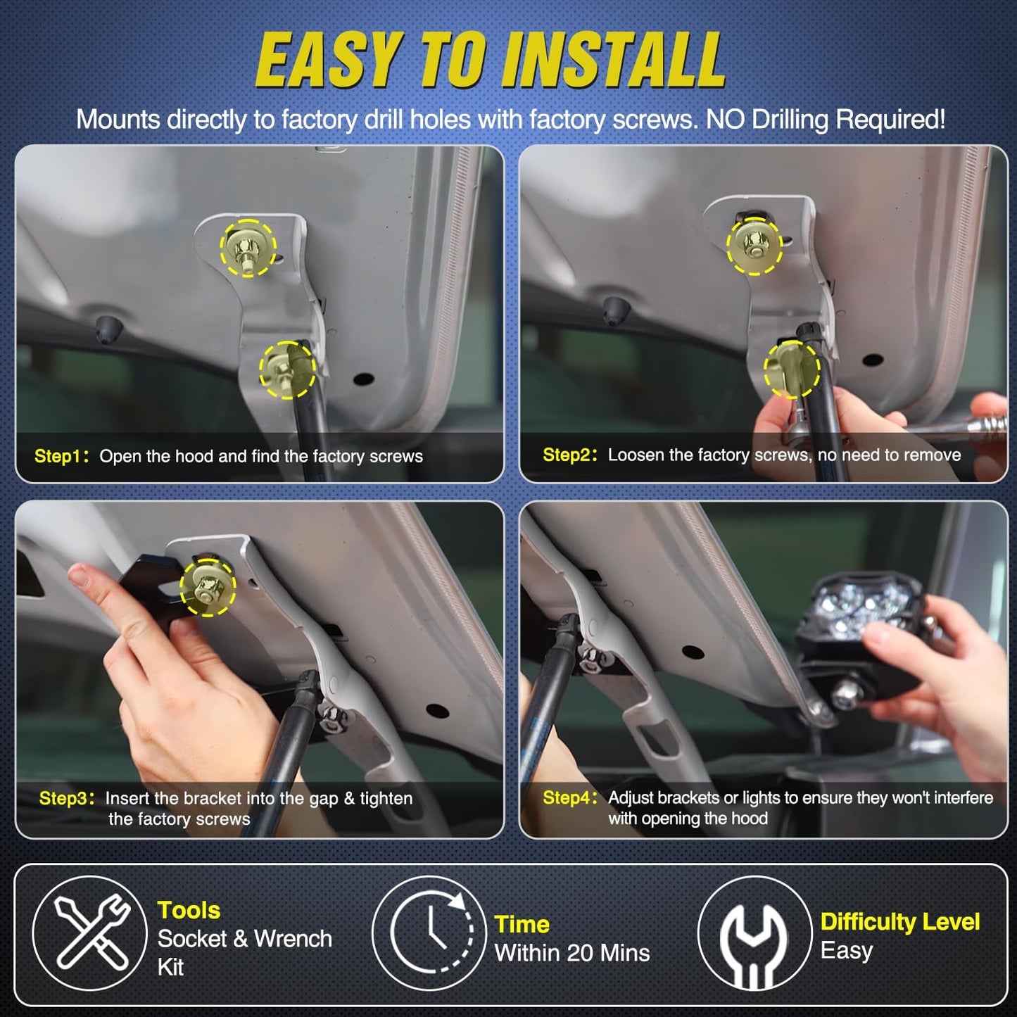 Nilight Ford Ranger Ditch Light Mount Brackets (2019–2023)