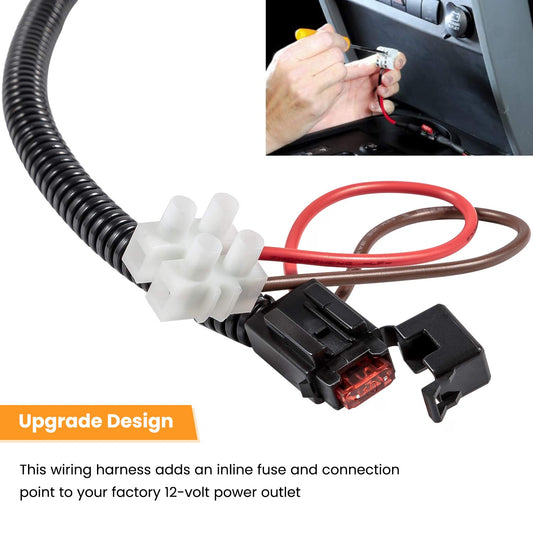 12V Power Adapter Harness – Jeep Wrangler JL/JLU, JK, TJ & Gladiator JT (1999–2025)