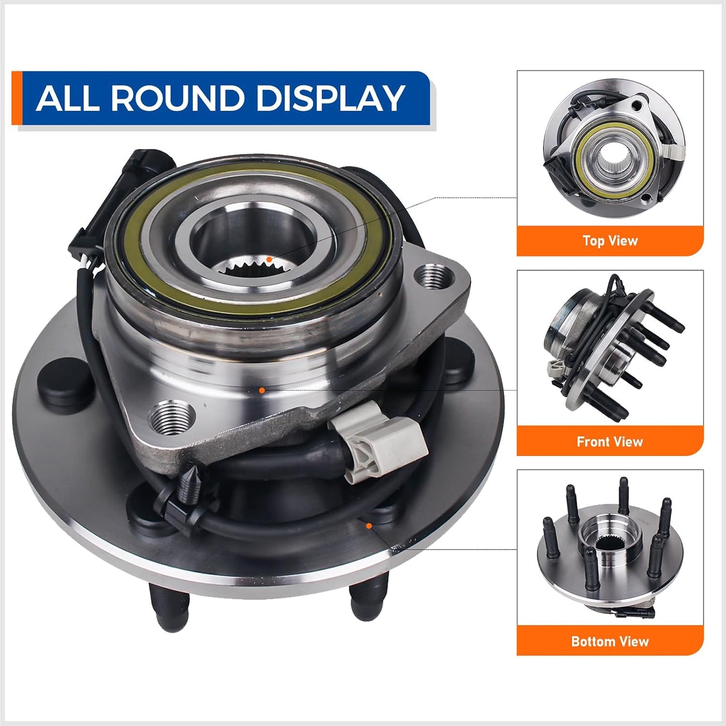 PAROD 515036HD 2PCS 4WD Front Wheel Hub Bearing Assembly Compatible with Cadillac Escalade, Chevy Avalanche 1500, Express, Silverado, Tahoe, Suburban, GMC Savana, Yukon, Sierra 6 Lugs w/ABS