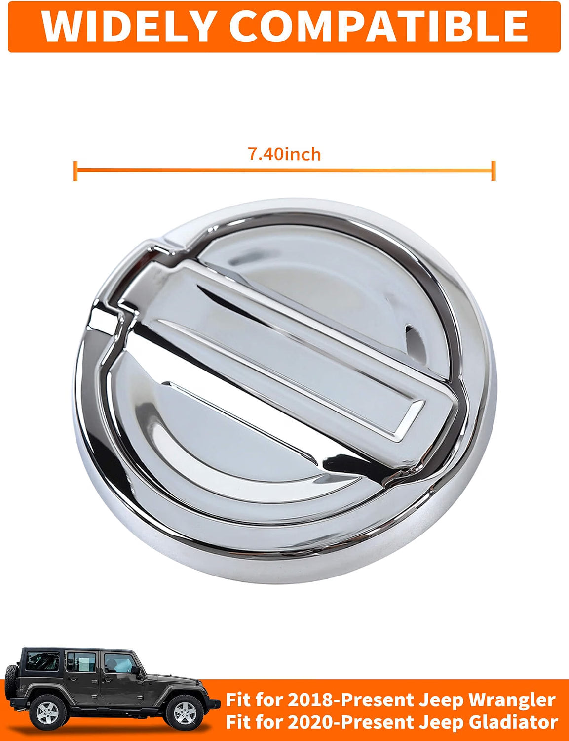 Savadicar Chrome Fuel Door Trim for Jeep Wrangler JL JLU 4xe & Gladiator JT 2018-Present