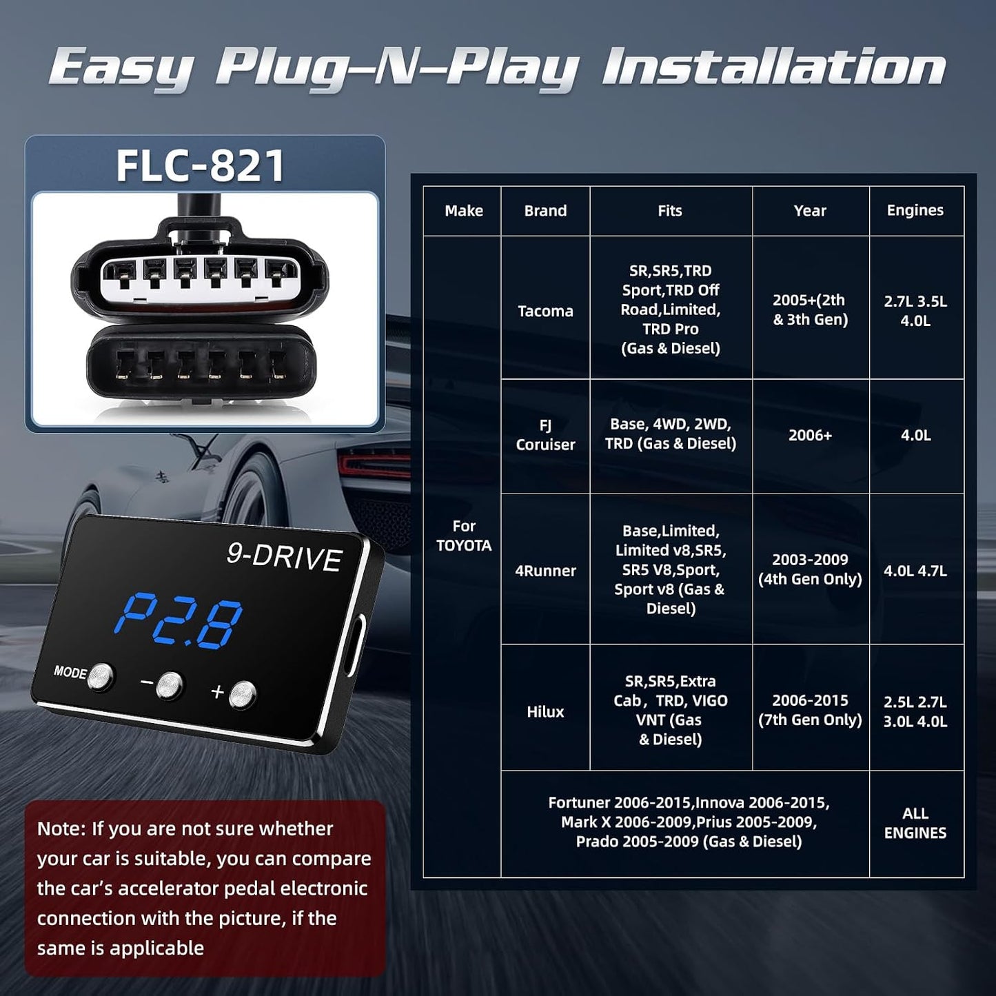 MAIMEIMI 9‐Drive Throttle Controller Toyota (FLC‐821)