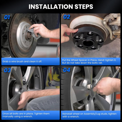 Step-by-step guide on installing a wheel with text instructions.