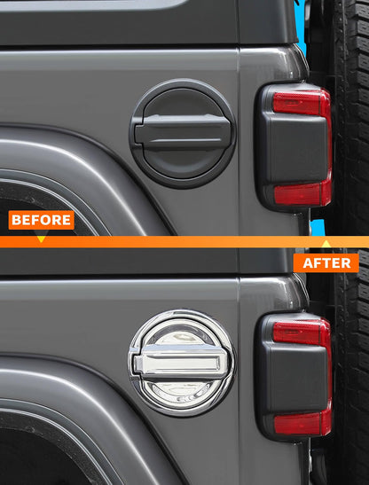 Savadicar Chrome Fuel Door Trim for Jeep Wrangler JL JLU 4xe & Gladiator JT 2018-Present