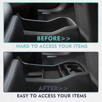 BestEvMod Lower Console Organizer Tray for 2024-2026 Kia EV9, w/Cup Holder /No Box/