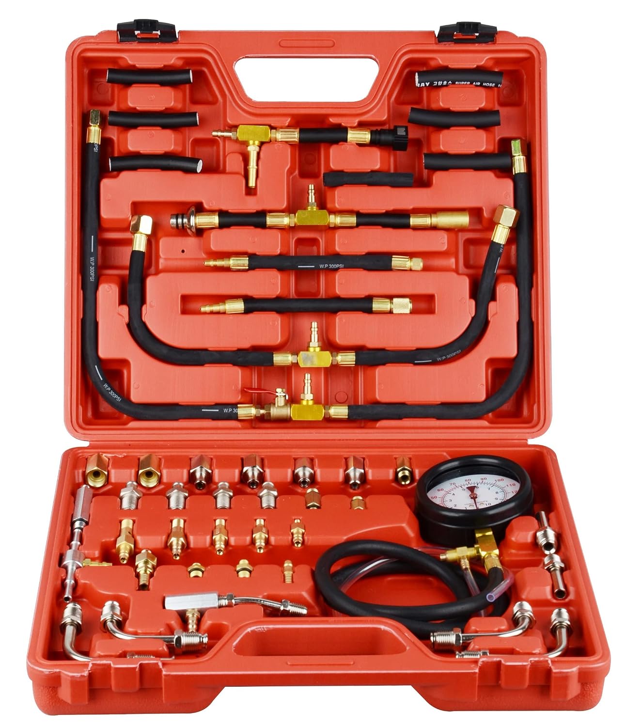 DAYUAN Fuel Injection Pressure Tester Kit, 0-140 PSI Dual Scale Gauge