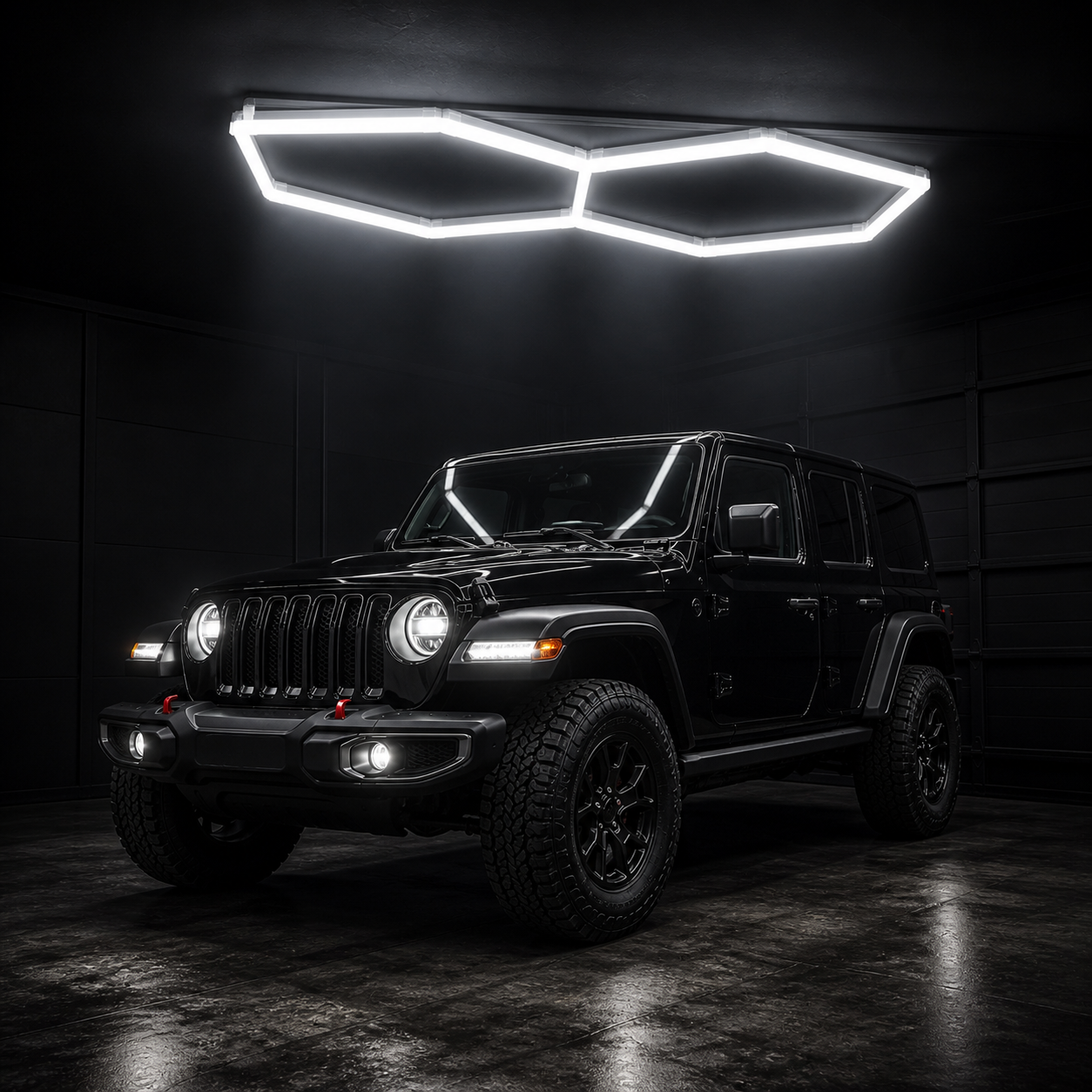 LED Hexagon Garage Light 2 Grids