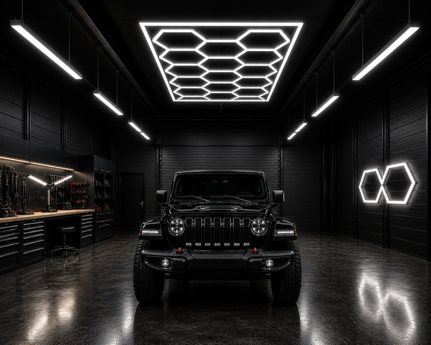 Hexagon Garage Light – 14 Grid
