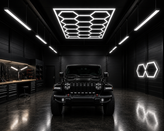 Hexagon Garage Light – 14 Grid