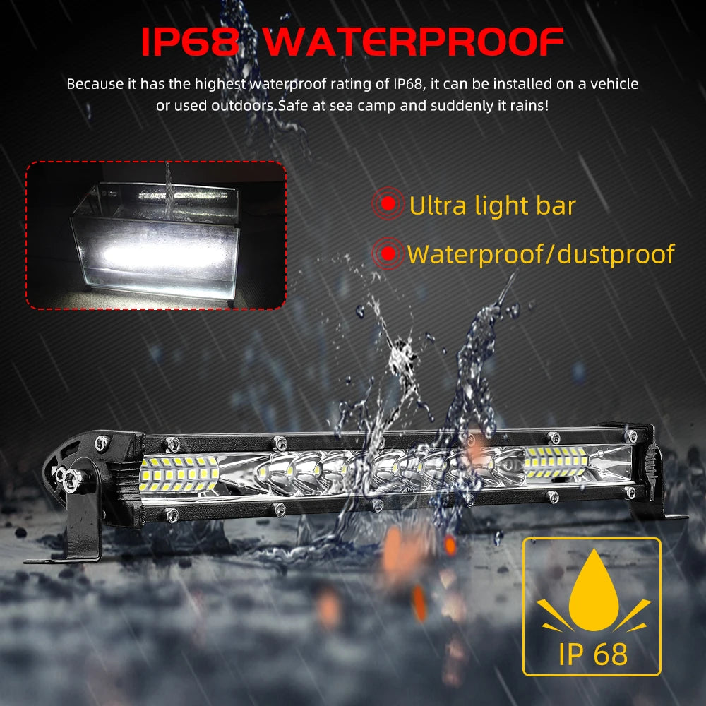 CO LIGHT 12"-52" Off Road LED Bar Spot Flood LED Light Bar/Work Light for Truck 4X4 UAZ 4WD ATV Car Barra LED Driving Fog Light