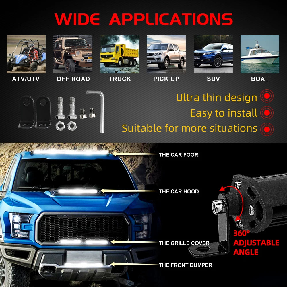 CO LIGHT 12"-52" Off Road LED Bar Spot Flood LED Light Bar/Work Light for Truck 4X4 UAZ 4WD ATV Car Barra LED Driving Fog Light