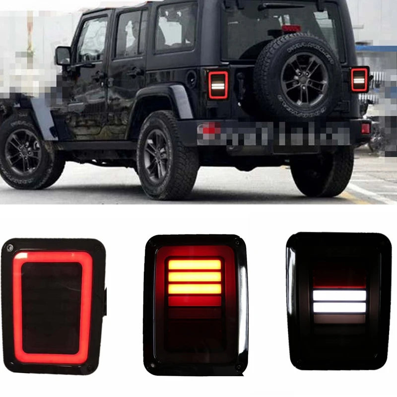 Smoked LED Tail Lights For Jeep Wrangler JK JKU Sports, Sahara, Freedom Rubicon 2 4 Door 2007-2017 Rear Lamps Brake Reverse Lamp