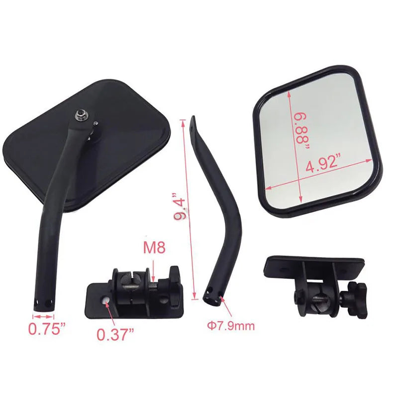 Car Side Door Rearview Mirror Adjustable Shape Angle Lens Blind Spot Exterior For Jeep Wrangler TJ JK 1997-2018 Car Styling