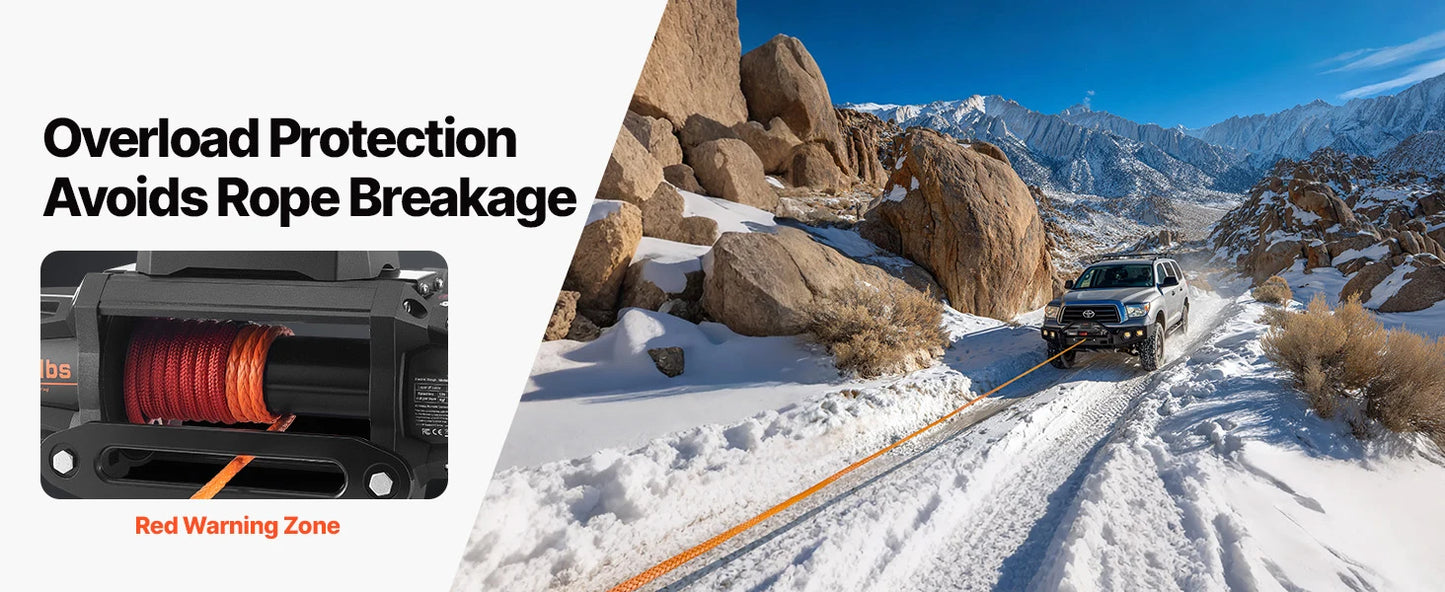 SucceBuy 10000/12000/13500 lbs Electric Winch 12V DC Truck Car Winch with 90 ft Synthetic Rope for Towing Off-Road SUV Jeep