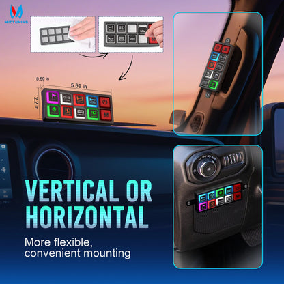 MICTUNING P4-NEON 4/8 Gang Switch Panel,Color-Coded Backlit Silicone Buttons,Universal Circuit Control Relay System Box For Car