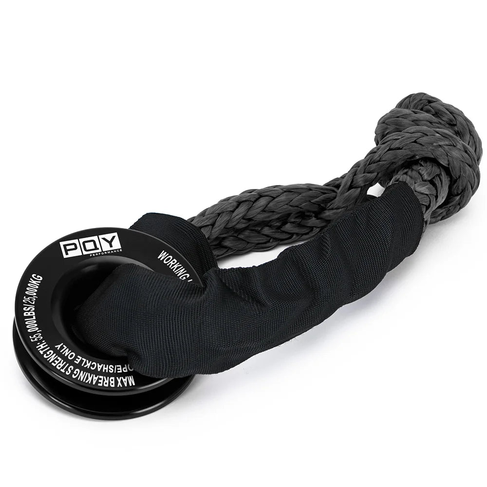 55000lbs Winch Rope Synthetic Soft Shackle or Recovery Ring Set Rugged Shackles W/ Protective Sleeve for Truck Vehicle Recovery