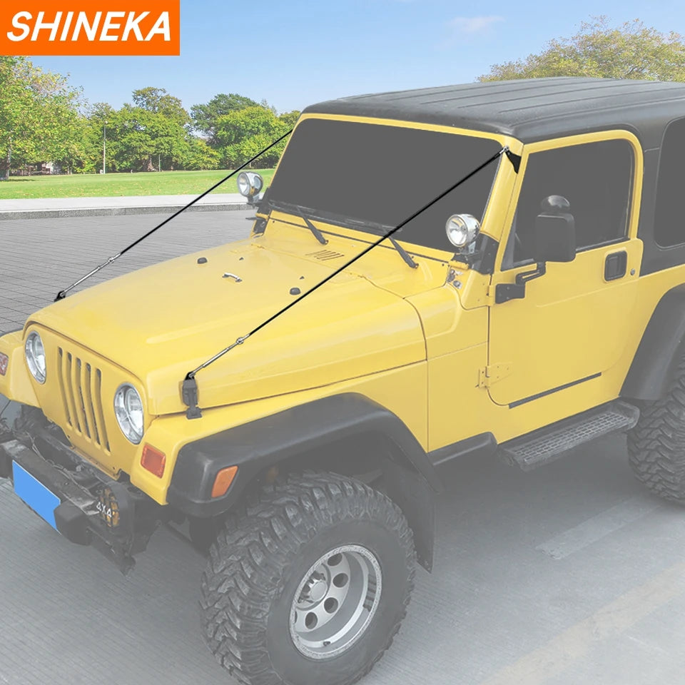 SHINEKA Car Hood Obstacle Eliminate Rope Branch Brush Line Limb Riser Kit for Jeep Wrangler TJ 1997-2006 Accessories