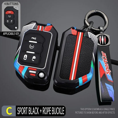 2/3/4 Buttons Racing Style Car Key Case Fob Cover for Jeep Wrangler Gladiator JL JLU Rubicon Sahara JLU JT 2018-2022 Accessories