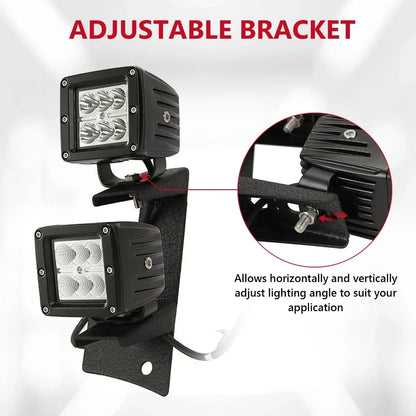 2Pcs A-pillar LED/HID Work Light Brackets Driving Lamp Auxiliary Spotlight Holder 10mm Bolts For Jeep Wrangler JK 2007-2017