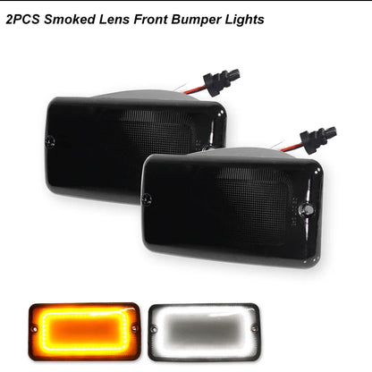 iJDM Car LED Signal Light For Jeep Wrangler TJ 1997-2006 Front Bumper Parking Lamp & Front Fender Side Marker Lamps Black Shell