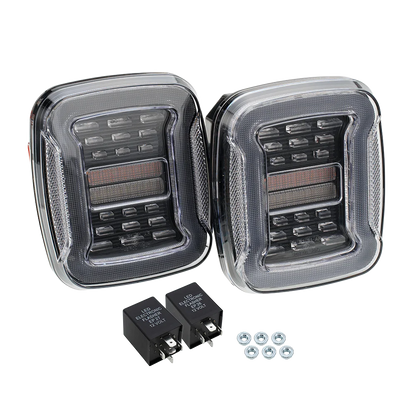 TJ YJ Taillights Replacement For Jeep Wrangler 1987-2006 LED Square Dynamic Amber Turn Signal/Tail Running/Brake/Backup Lights