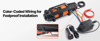 SucceBuy 10000/12000/13500 lbs Electric Winch 12V DC Truck Car Winch with 90 ft Synthetic Rope for Towing Off-Road SUV Jeep