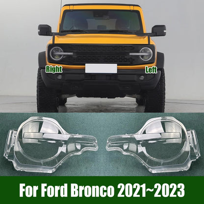 For Ford Bronco 2021~2023 Headlight Cover Transparent Headlamp Shell Lamp Shade Lens Replace Original Lampshade Plexiglass