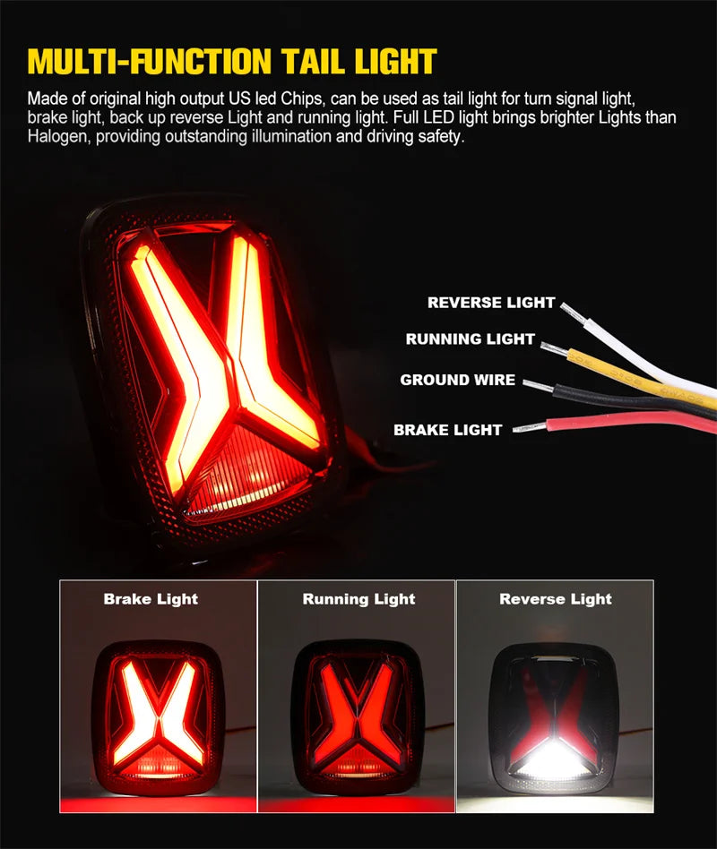 DOT E-mark Approved Car Light Assembly Led Tail Lamp For Jeep Wrangler CJ TJ YJ Smoked Brake Reverse light Daytime Running Light