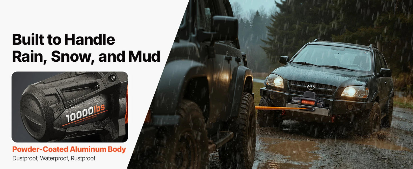 SucceBuy 10000/12000/13500 lbs Electric Winch 12V DC Truck Car Winch with 90 ft Synthetic Rope for Towing Off-Road SUV Jeep