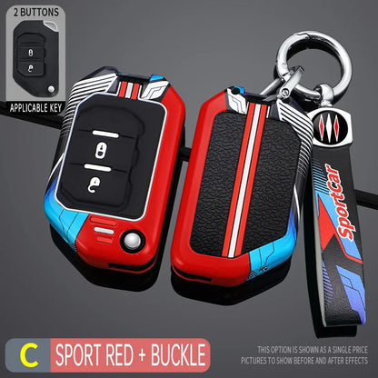 2/3/4 Buttons Racing Style Car Key Case Fob Cover for Jeep Wrangler Gladiator JL JLU Rubicon Sahara JLU JT 2018-2022 Accessories