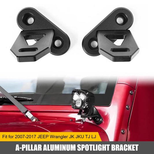 2pcs JK A-pillar Mounting Bracket for 2007-2017 Wrangler JK Aluminum Bracket for Off-Road LED Fog Light Work Light