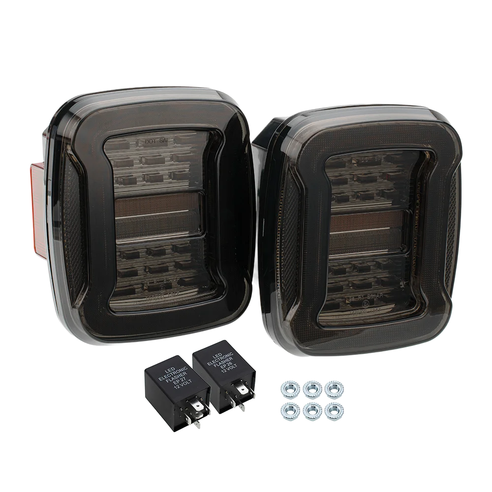 TJ YJ Taillights Replacement For Jeep Wrangler 1987-2006 LED Square Dynamic Amber Turn Signal/Tail Running/Brake/Backup Lights