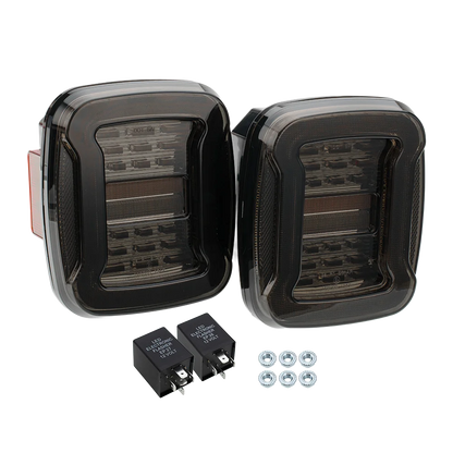 TJ YJ Taillights Replacement For Jeep Wrangler 1987-2006 LED Square Dynamic Amber Turn Signal/Tail Running/Brake/Backup Lights