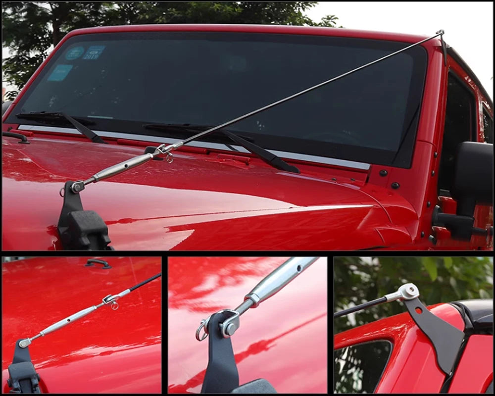 Limb Riser Kit Car Hood Obstacle Eliminate Rope Branch Brush Line for Jeep Wrangler JK 2007-2018 Protector Exterior Accessories