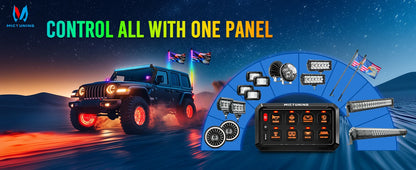 MICTUNING P1S-R 6/8 Gang Switch Panel RGB Colors Adjustable Brightness Switch Momentary Circuit Control Relay System Box For SUV