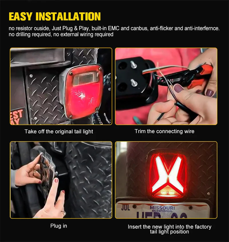 DOT E-mark Approved Car Light Assembly Led Tail Lamp For Jeep Wrangler CJ TJ YJ Smoked Brake Reverse light Daytime Running Light