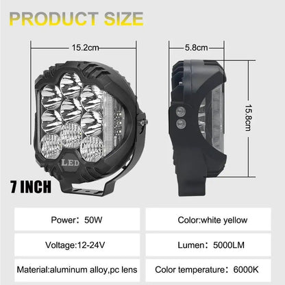 3'' 5'' 7'' Automobile LED Sport Work Lamps 4X4 Vehicle Auxiliary Lights Led 7 INCH Combo Driving Lamp Headlamp